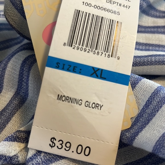 Gianni Bini Girls mock wrap skirt, blue/white striped XL - Picture 5 of 8